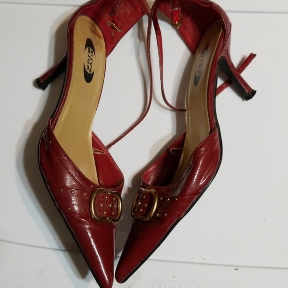 Diva Diva Red Ankle Strap Med Heel Pointy Toe 9 M - Picture 3 of 6